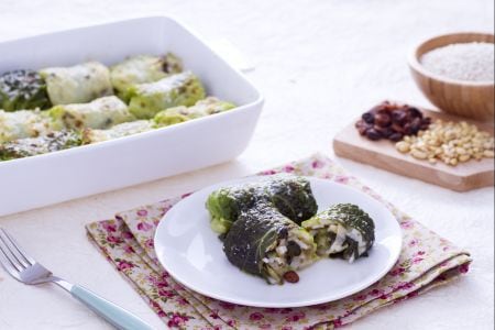 Roulades de chou farcies de riz et scarole
