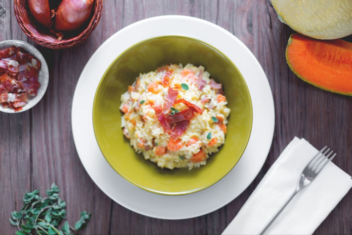 Risotto au jambon et melon