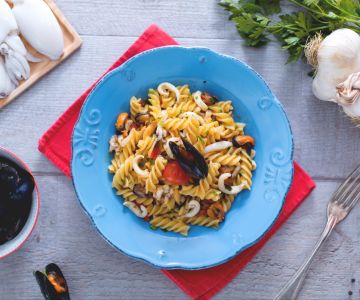 Fusilli aux moules et petites seiches