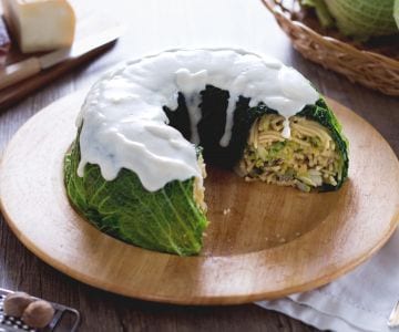 Timballo di chou avec fondue de taleggio