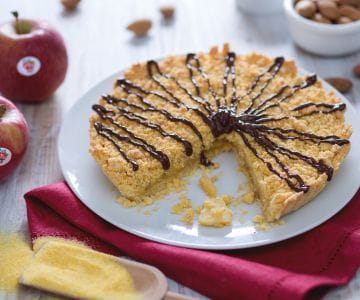 Crumble aux pommes avec sauce au chocolat