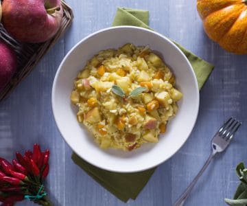Risotto aux pommes, potiron épicé et sauge
