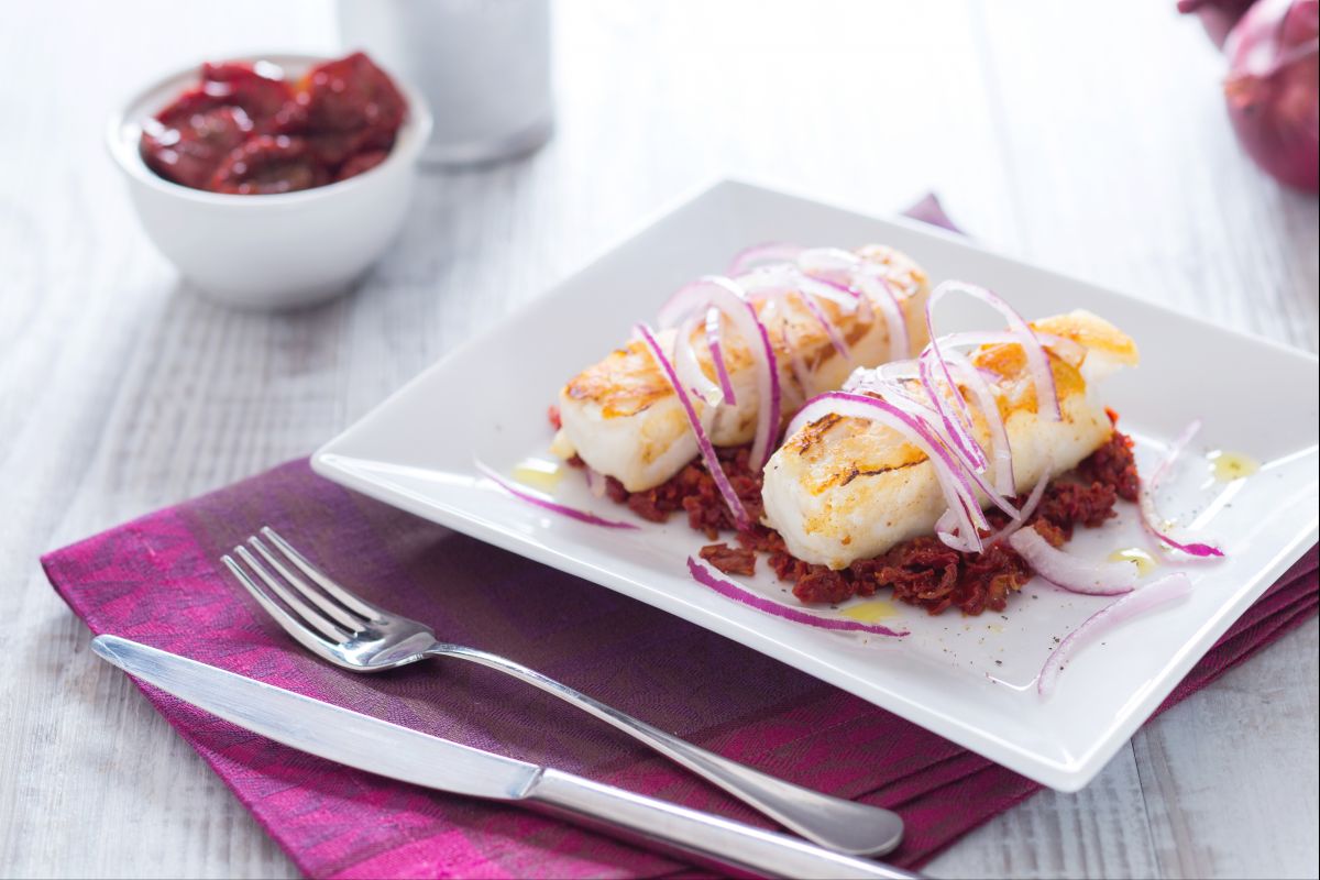 Cabillaud aux tomates séchées concassées