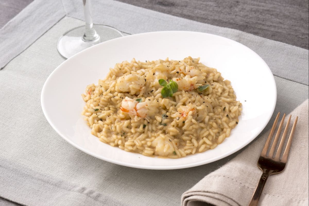 Risotto à la réglisse et crevettes