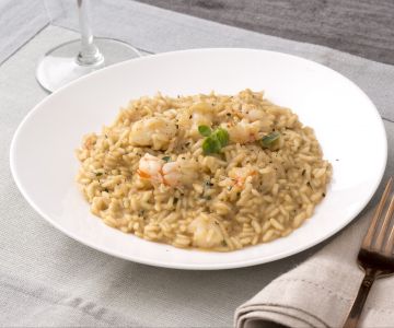 Risotto à la réglisse et crevettes