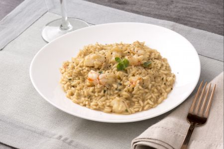 Risotto à la réglisse et crevettes