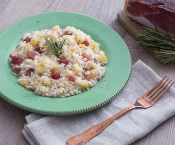 Risotto aux pommes et speck