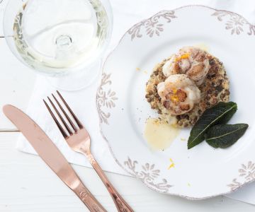 Rösti de lentilles avec baudroie