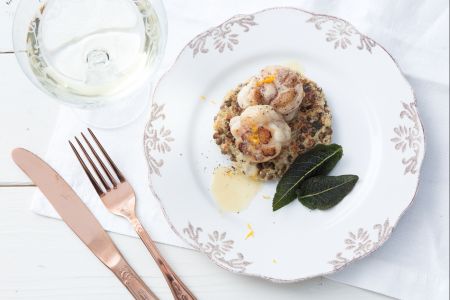 Rösti de lentilles avec baudroie