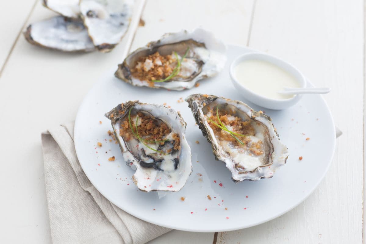Huîtres au champagne et ciboule