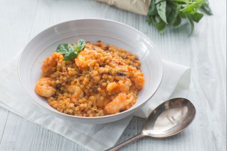 Fregola aux langoustines et crevettes