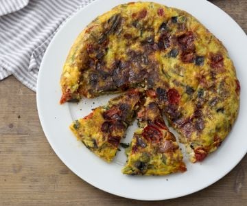 Omelette d'aubergines et tomates cerises
