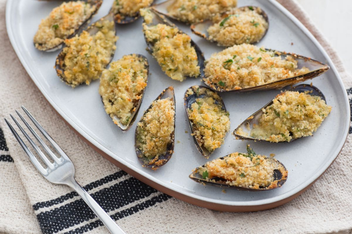 Moules gratinées