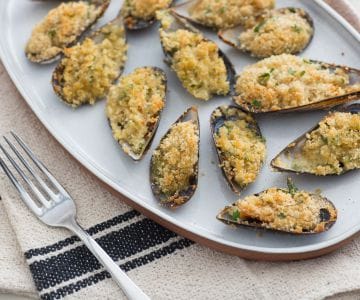 Moules gratinées