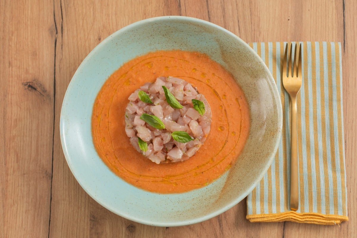 Gazpacho avec tartare de sériole