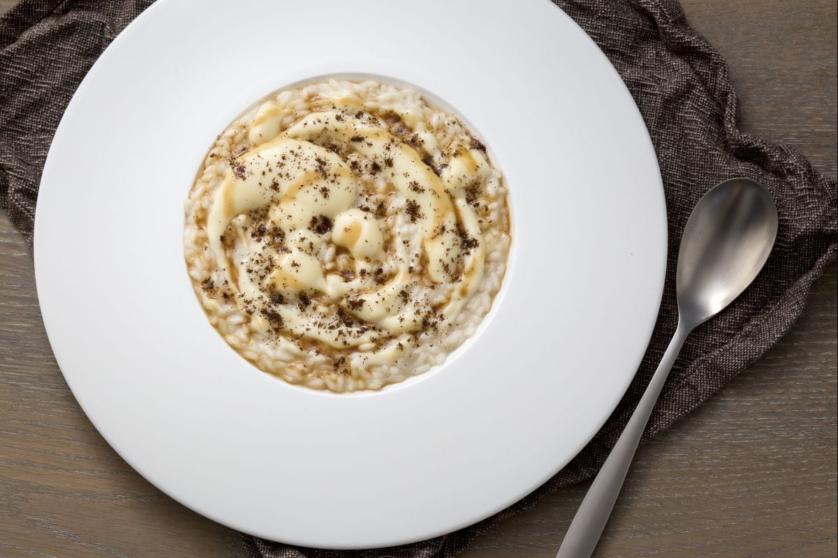 Risotto à la crème de Grana Padano, réduction de bière et café