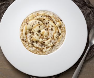 Risotto à la crème de Grana Padano, réduction de bière et café
