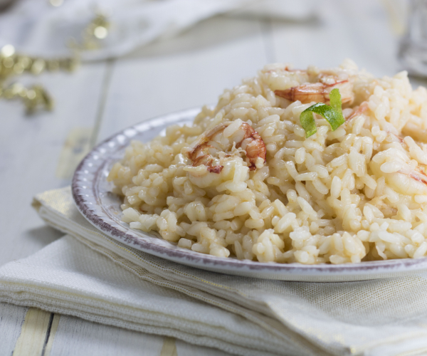 Risotto aux crevettes, lime et prosecco