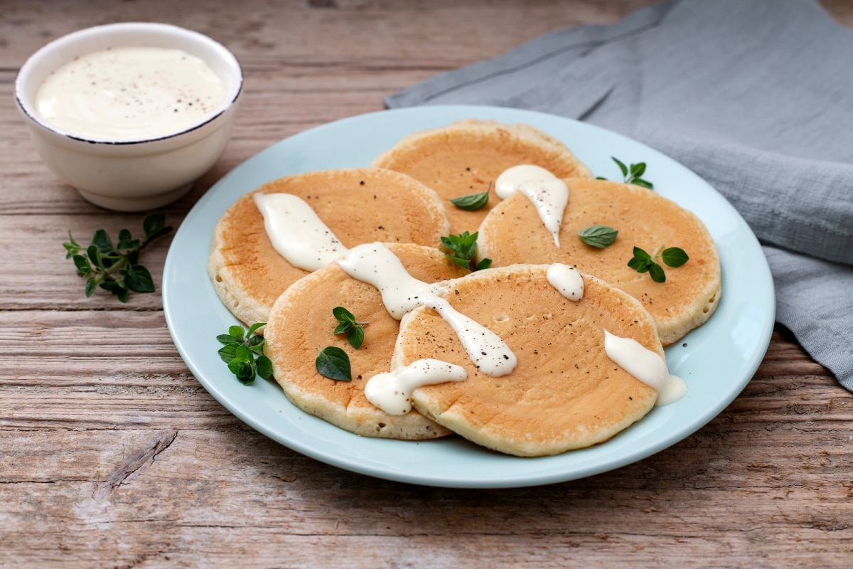 Pancakes salés avec sauce au Grana Padano DOP