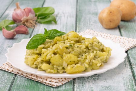Risotto au pesto et pommes de terre