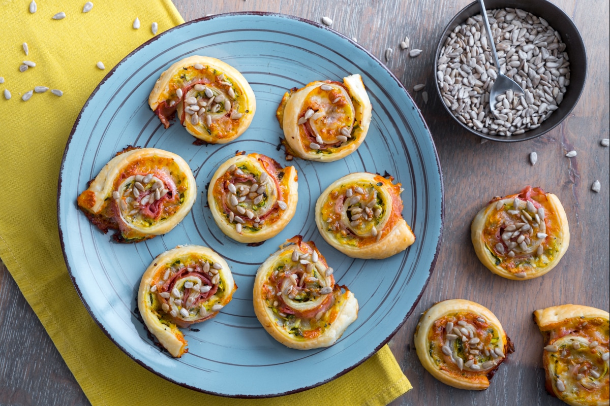 Roulés feuilletés aux courgettes et jambon