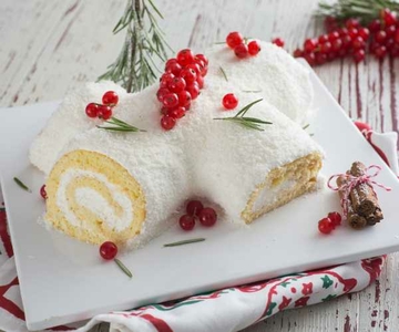 Bûche de Noël enneigée