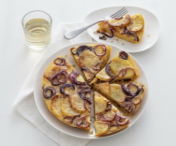 Omelette sans œufs avec pommes de terre et oignons