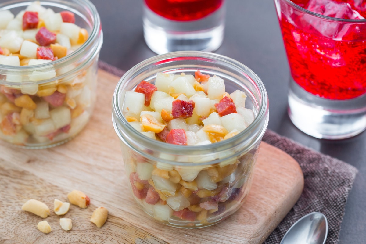 Verrines de melon et lard