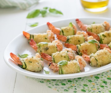 Rouleaux de courgettes et crevettes