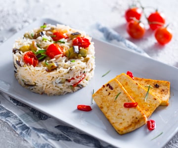 Riz avec tofu sauté épicé