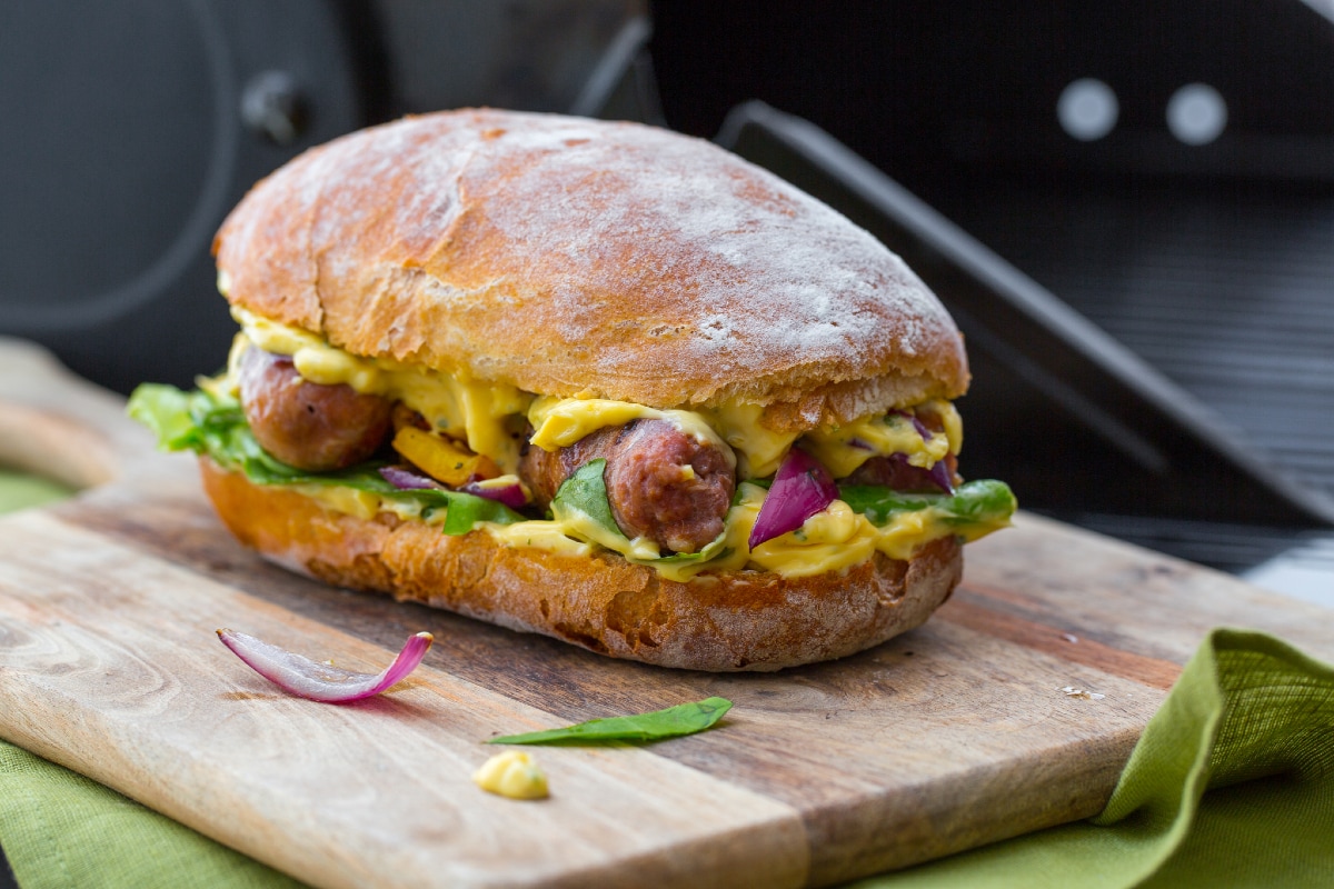 Verzini au bbq avec poivrons et oignons