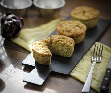 Flans de ricotta et artichauts