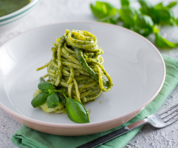Trenette au pesto, pommes de terre et haricots verts