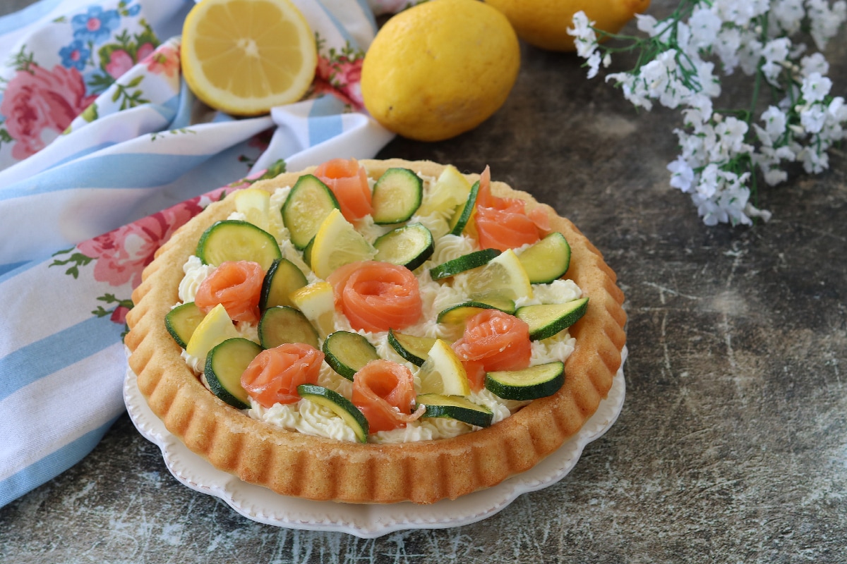Tarte molle aux courgettes et saumon
