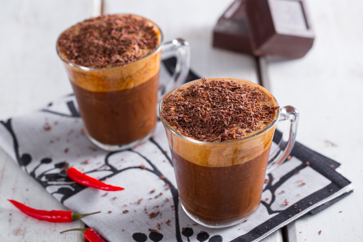 Café au chocolat, piment et vanille épicé et crémeux