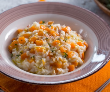 Risotto à la courge, châtaignes et gorgonzola