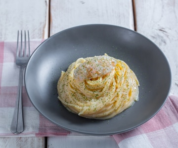 Spaghetti au citron rôti et langoustines