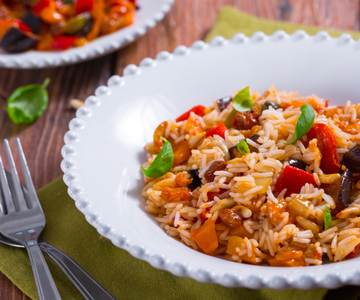 Basmati avec caponata de légumes