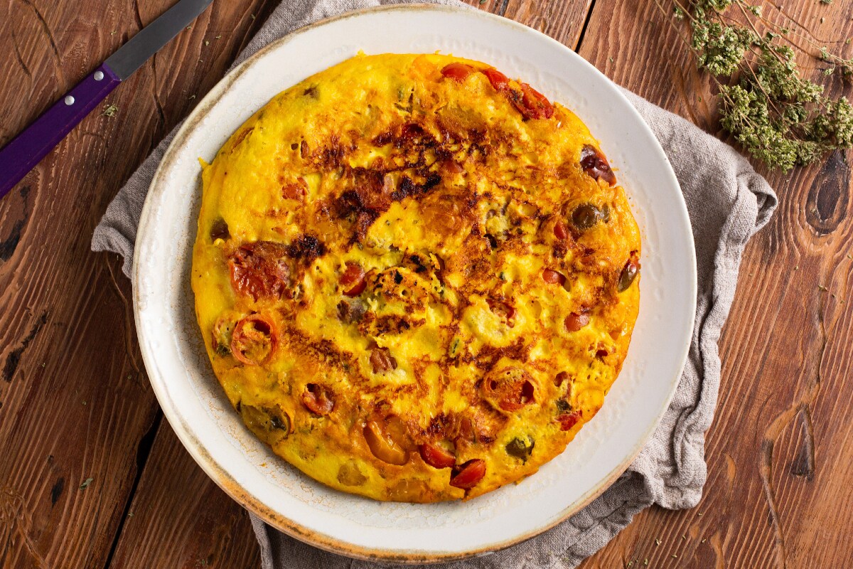 Omelette aux tomates cerises et pecorino