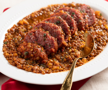 Cotechino et lentilles à la sauce