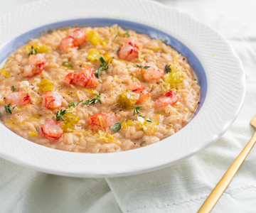 Risotto aux crevettes et poireaux