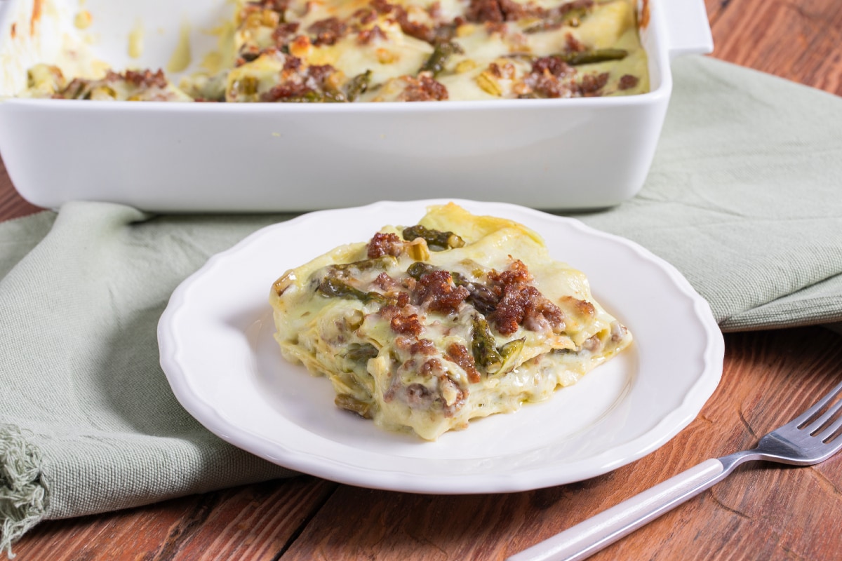Lasagnes aux asperges et saucisse