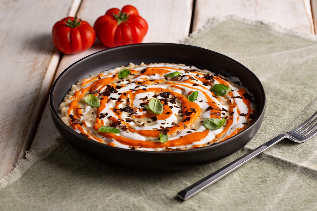 Risotto aux aubergines et tomates cerises
