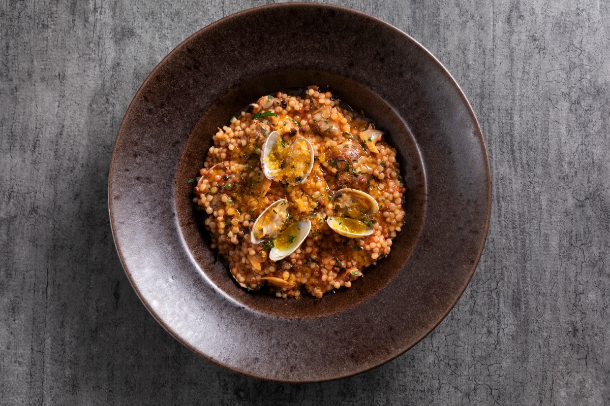 Fregola aux palourdes et poutargue