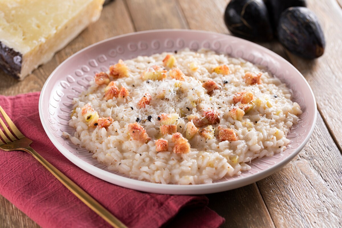 Risotto fromage, poivre et figues