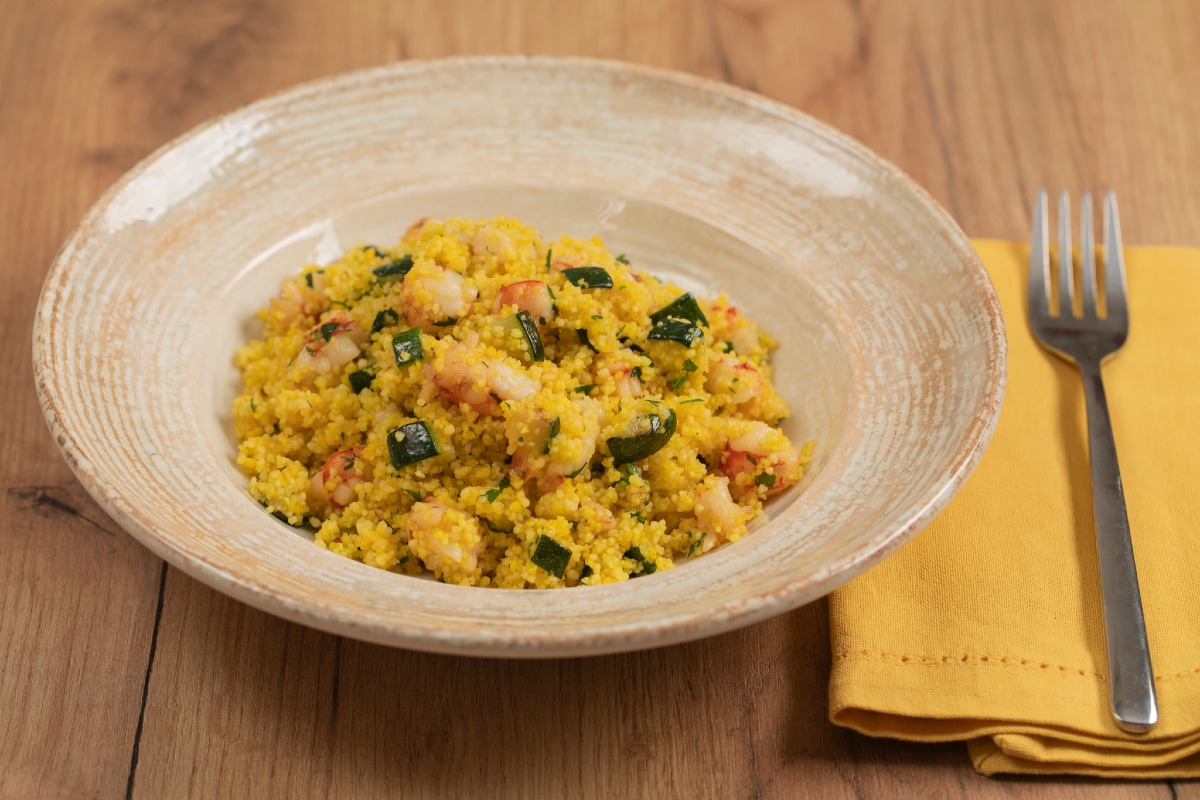 Couscous courgettes et crevettes