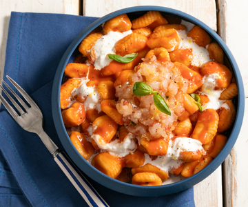 Gnocchi aux crevettes et stracciatella