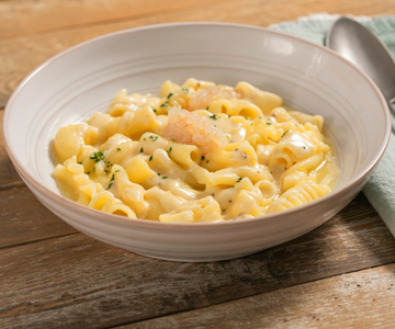 Pâtes pommes de terre et langoustines