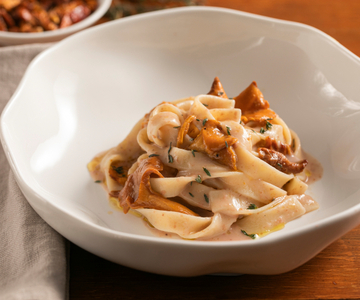 Pâtes à la crème de haricots et champignons