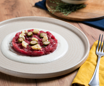 Tartare de viande au chou-fleur
